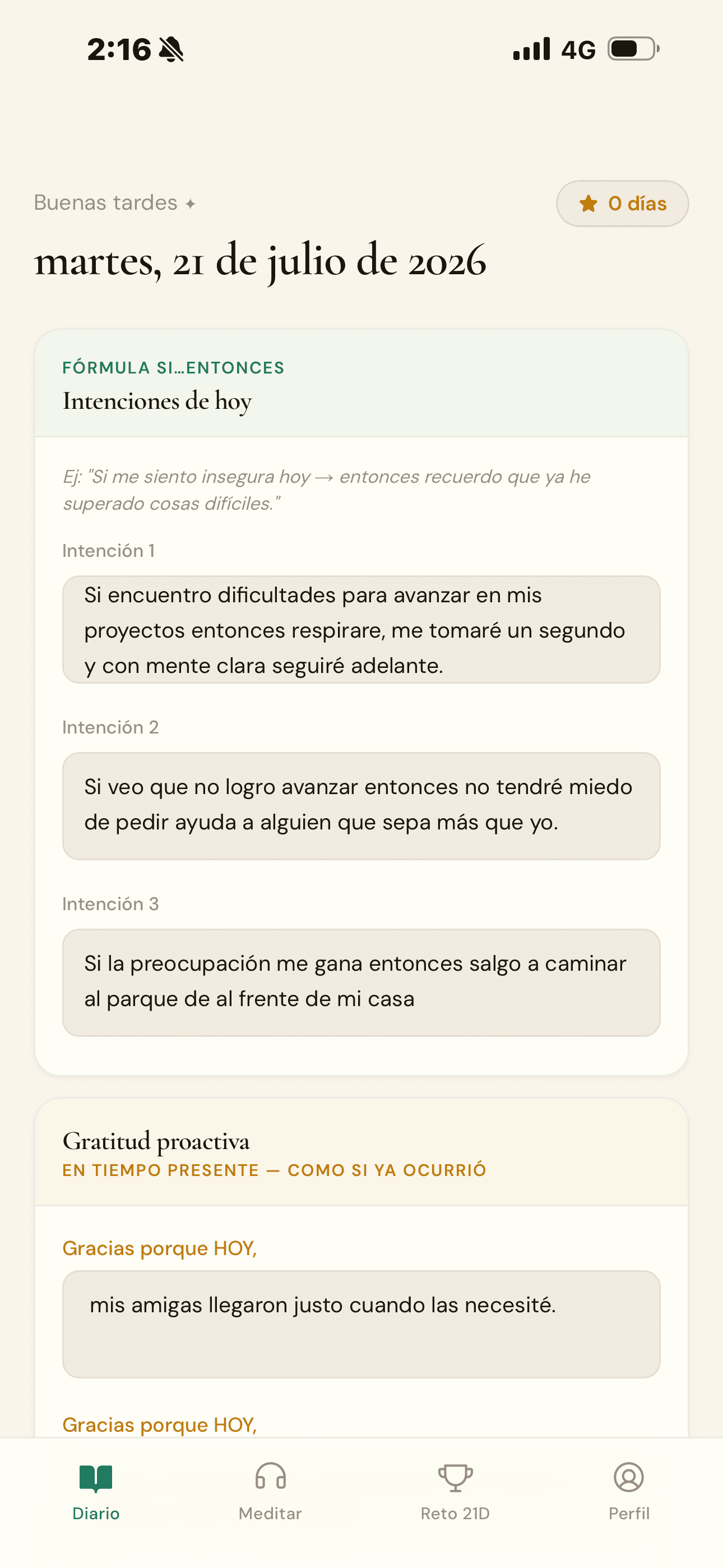 Tu diario de intenciones